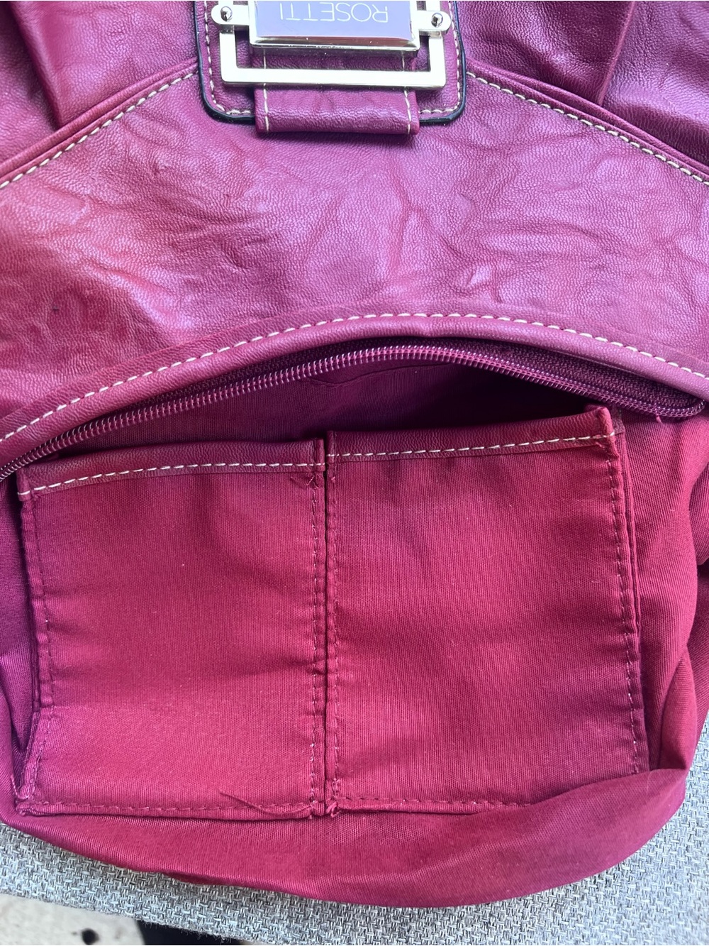 Rosetti Shoulder Bag New Burgundy Magenta Faux Leather Purse Silver Chain Strap - Picture 6 of 8